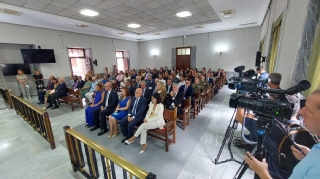 Imagen de los asistentes al acto en la sala de vistas del alto tribunal canario